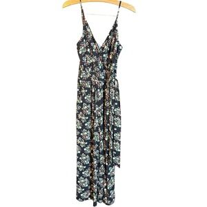 Kaileigh Floral Print Jumpsuit Wide Leg‎ Sleeveless Casual Black XS NWT